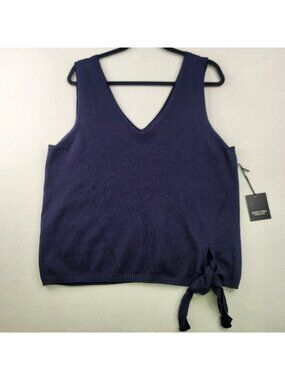 Simply Vera Vera Wang Knit Side Tie Sweater Tank XL Blue Indie Coquette Coastal